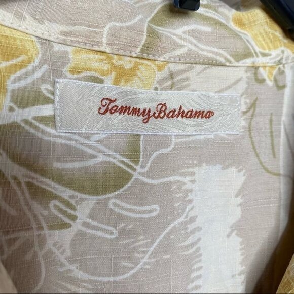 Vintage Tommy Bahama Hawaiian Style Button Down Yellow Floral Shirt Size XL - Picture 8 of 11
